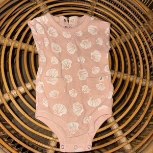 Pink Seashell Patterned Kids One Piece
